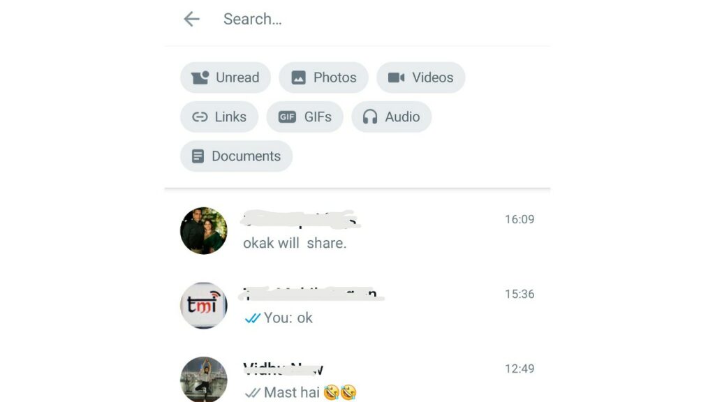 How to search unread messages in WhatsApp?