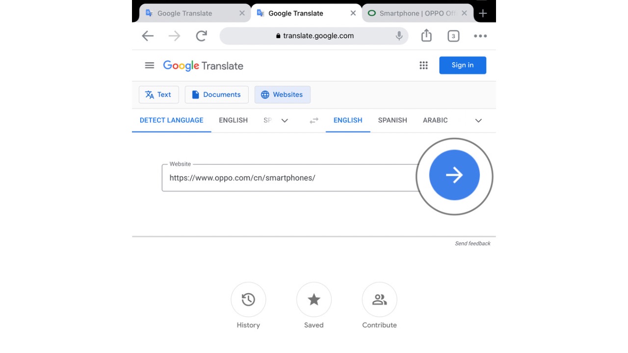 Google Translate website URL