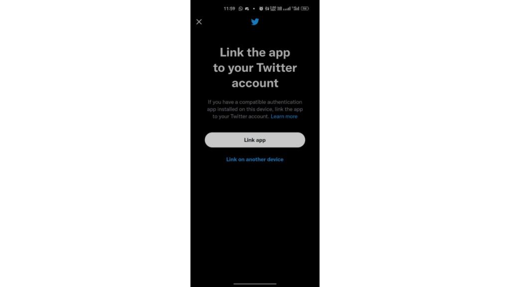 Link App screen on twitter