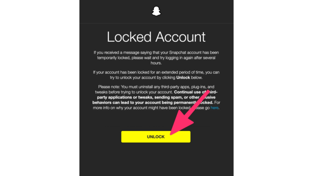 unlock snapchat account