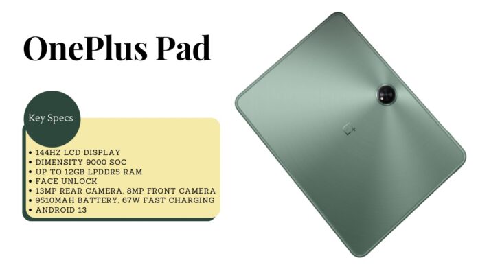 Oneplus Pad key specs, price in India