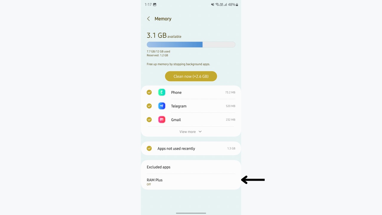RAM Plus off in Samsung phones