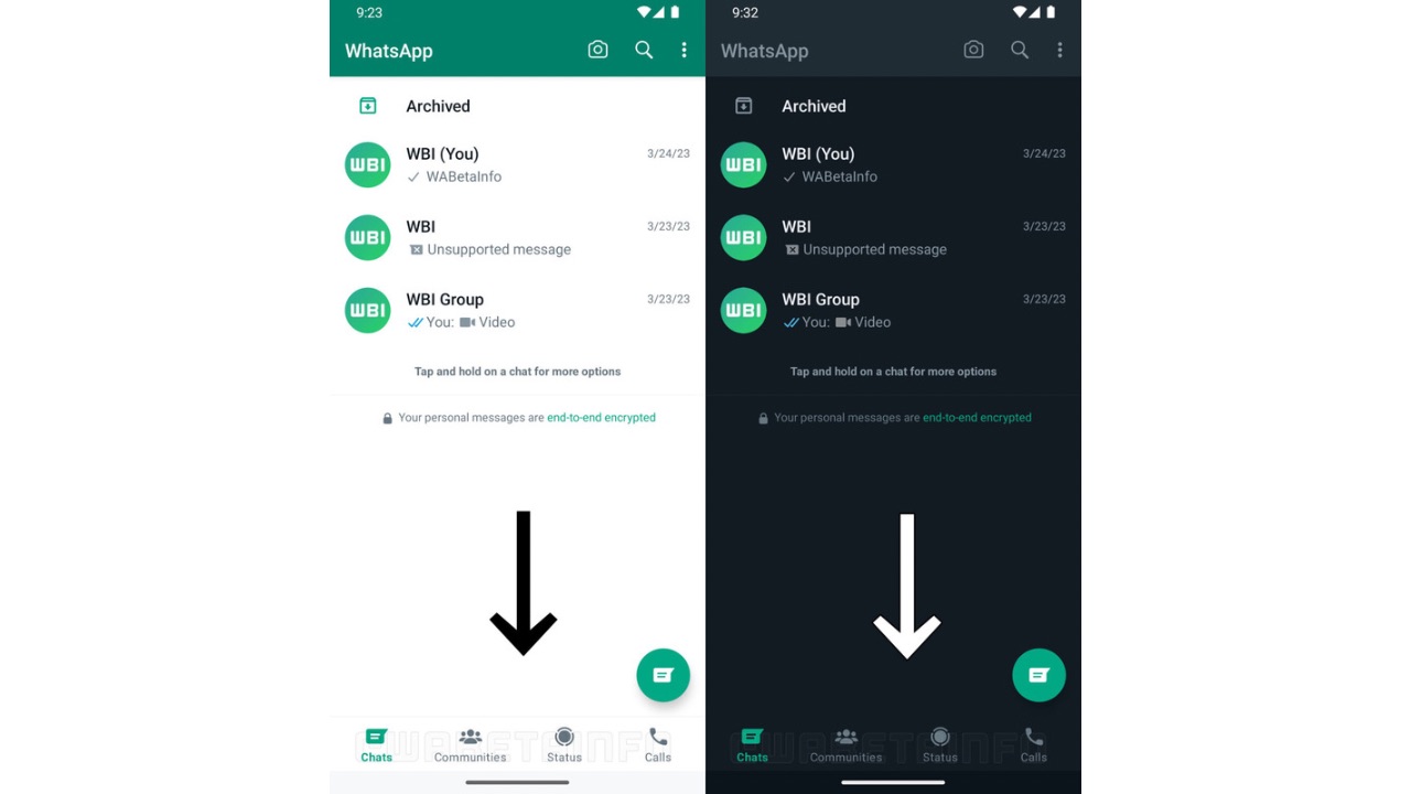 WhatsApp redesign on Android