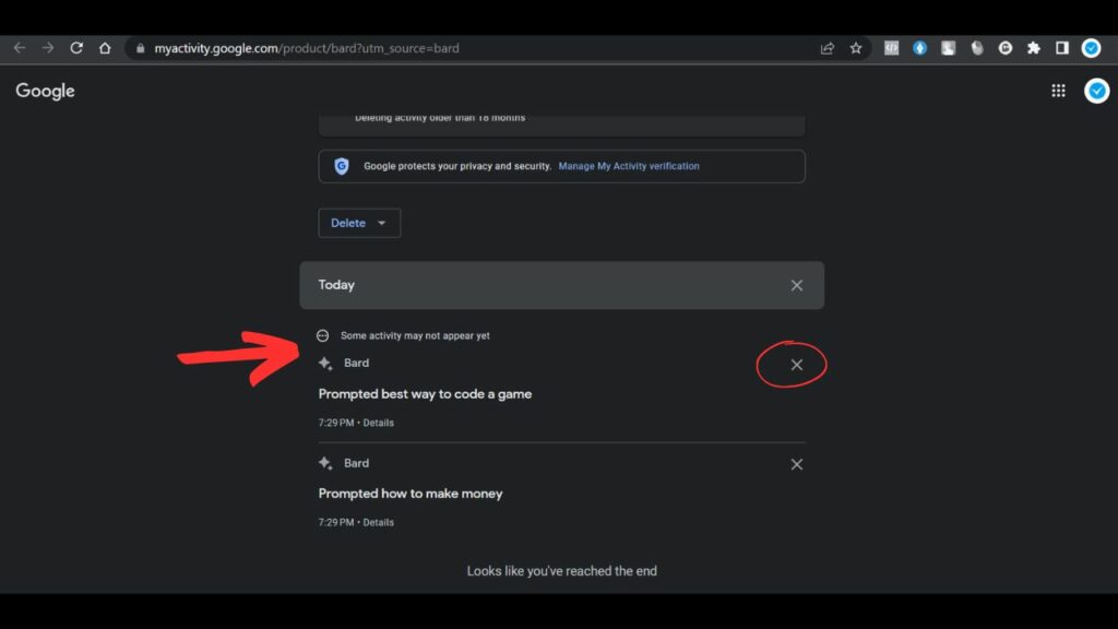 How to Delete Google Bard Activity