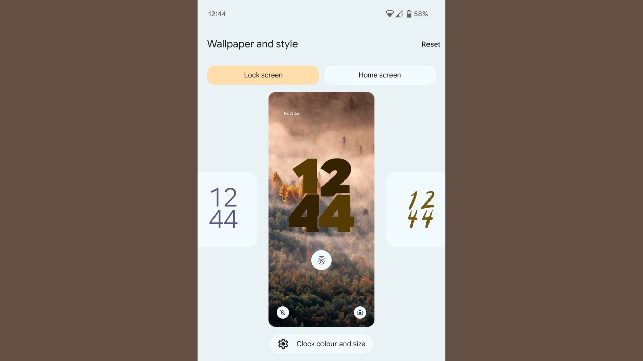 Lock screen clock styles Android 14
