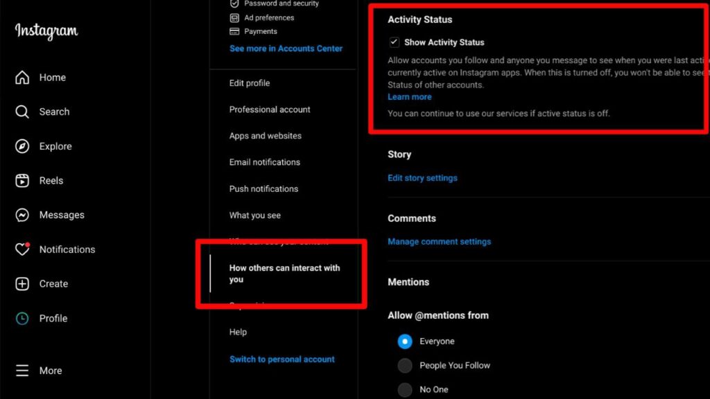 Instagram: How to hide activity status