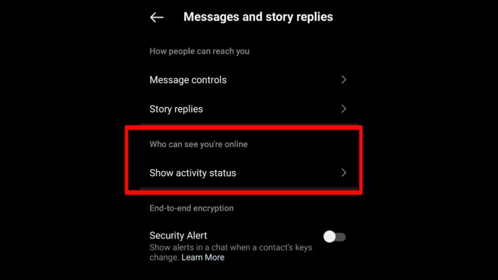 Instagram Show Activity Status Settings