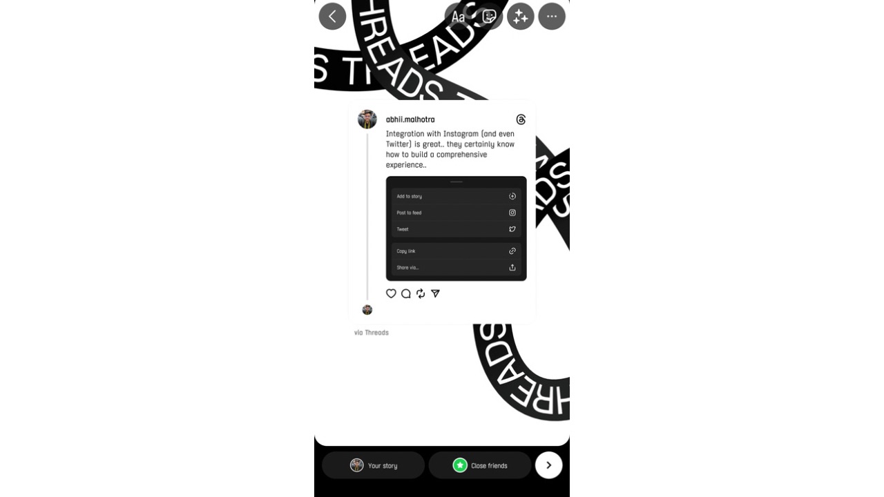 How to share Instagram Threads posts to Instagram Stories?