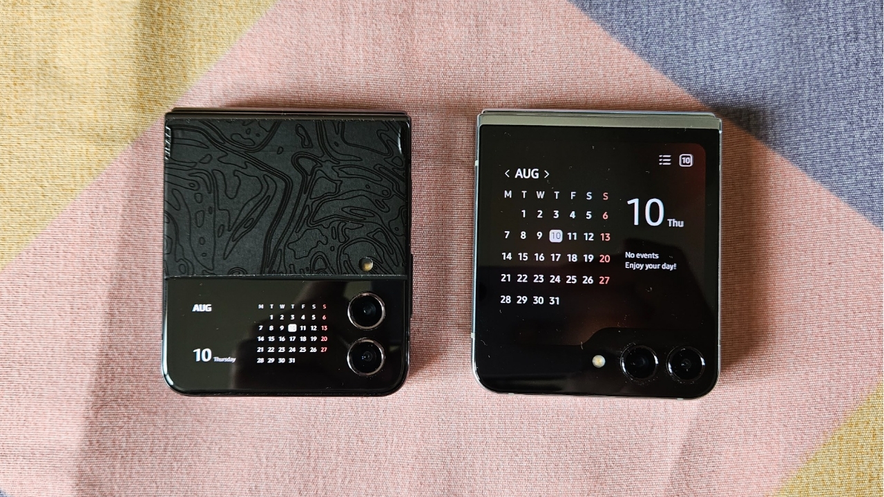 Galaxy Flip 5 vs 4 cover screen widgets