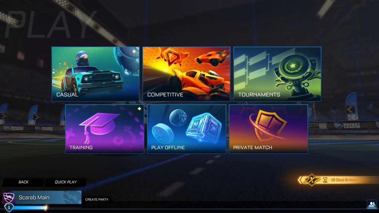 Rocket league play menu update