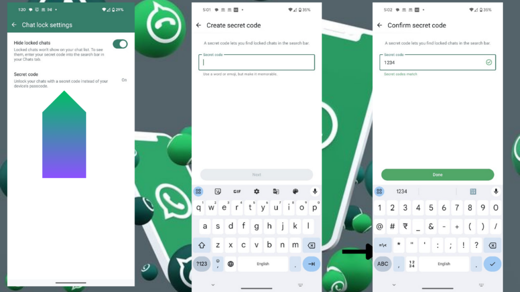 how to create whatsapp secret code