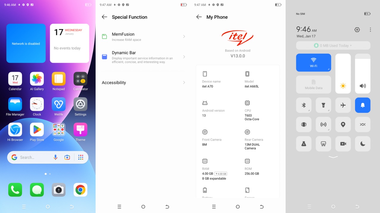 Itel OS screenshots