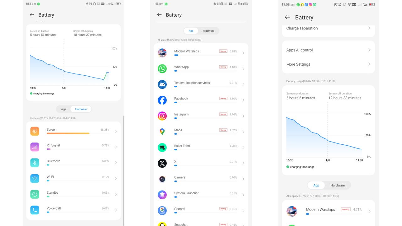 Nubia Z60 Ultra battery stats