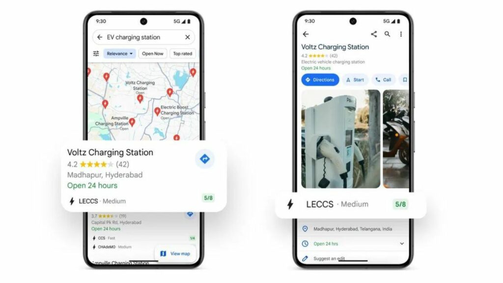 Google Maps in India Get AI Features - Google Maps Charging Stations 1024x576 