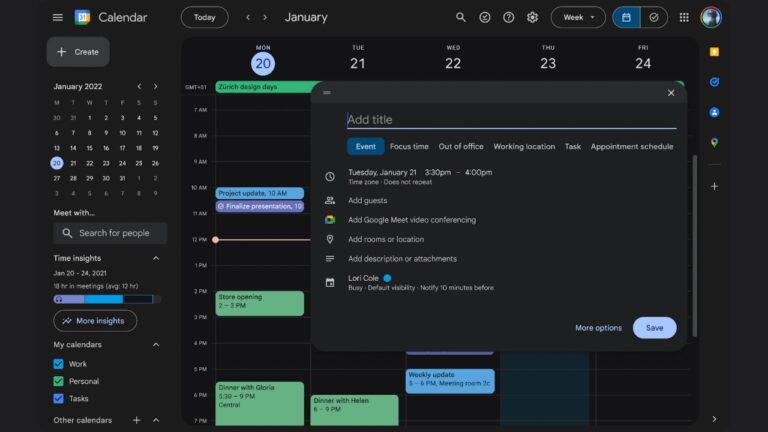 Google Updates Google Calendar on Web with a Dark Theme, New UI