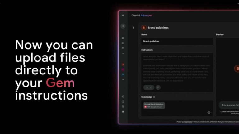 Google Adds File Upload Support for Gems in Gemini