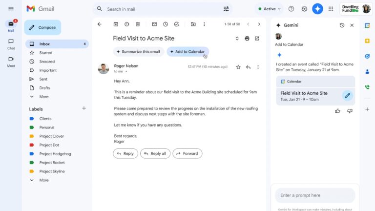 Google Introduces Gemini-Powered Add to Calendar Shortcut in Gmail