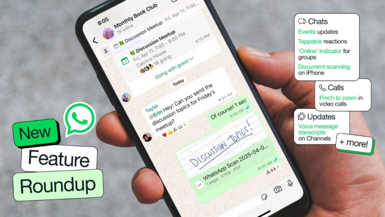 WhatsApp Rolls Out New Updates: Online Indicator in Groups, Tappable Reactions, and More