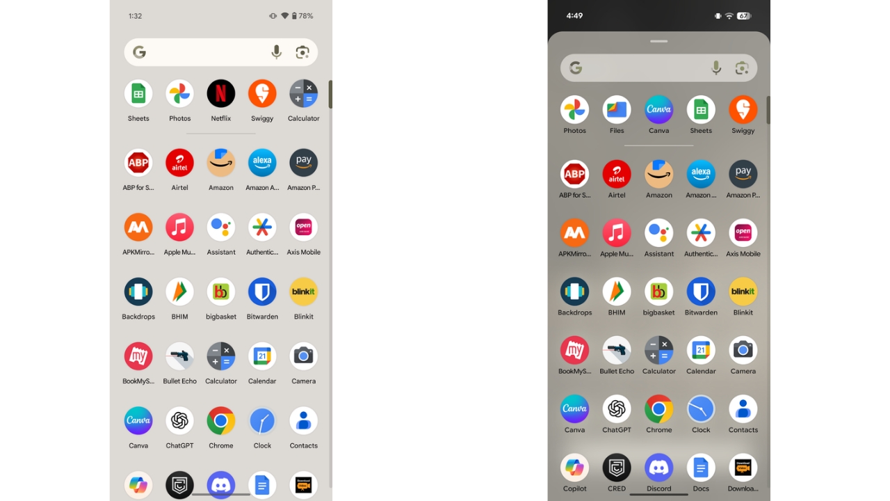 Android 16 QPR1 app drawer
