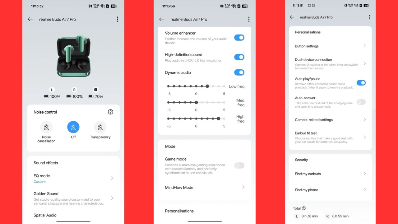 Realme Buds Air 7 Pro Realme Link app