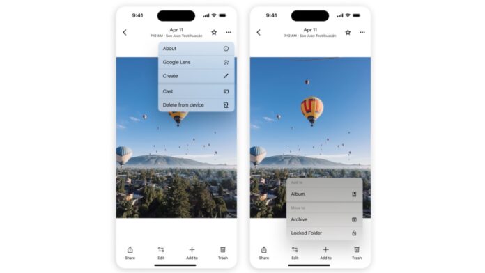 Photo view redesign in Google photos