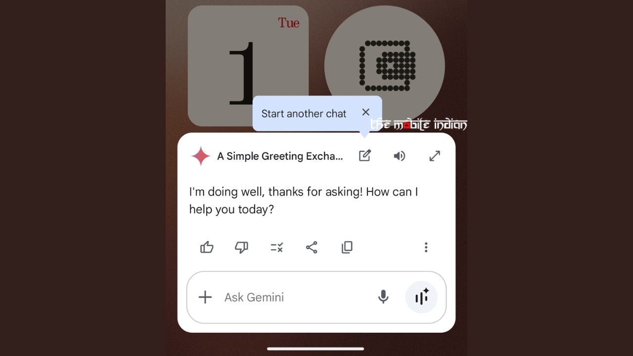 Start another chat shortcut for Gemini on Android