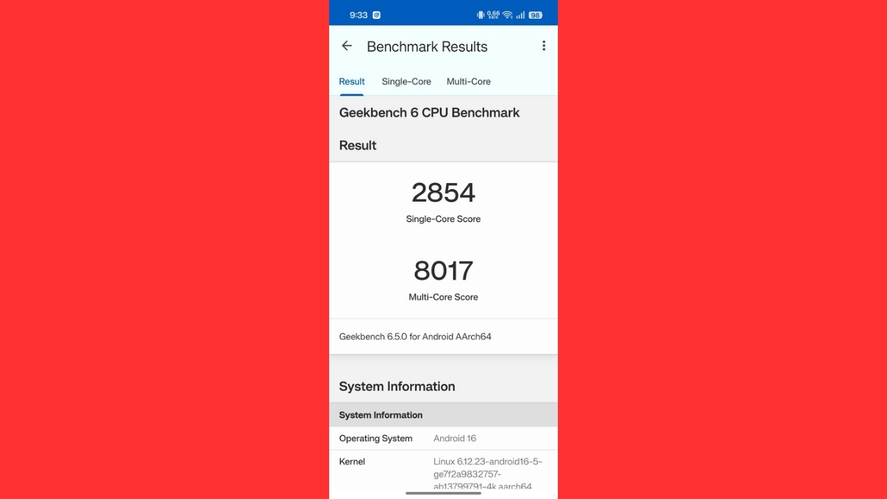 Find X9 Pro Geekbench score
