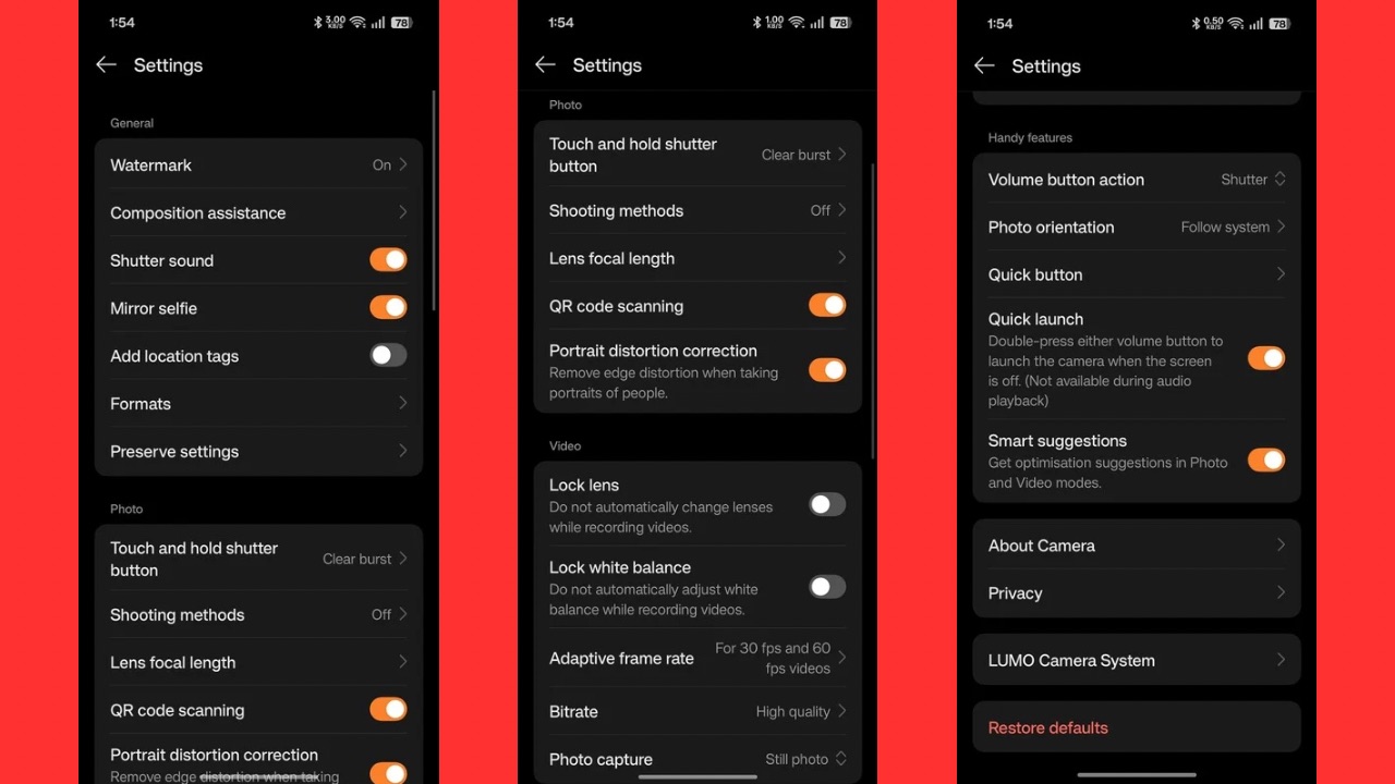 Oppo Find x9 pro camera settings
