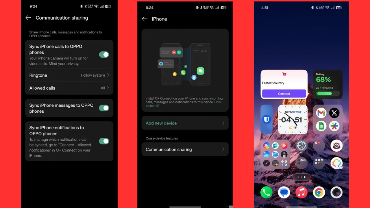 Oppo Find X9 Pro iPhone sharing