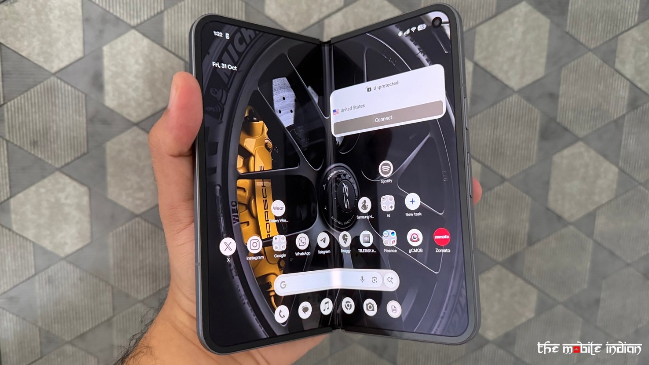 Pixel 10 Pro Fold half folded